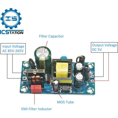 AC-DC Switching Power Supply Board Isolated EMC DC Voltage Transformer Buck Step Down Converter AC 85-265V to DC 5V 2A