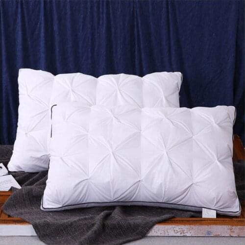 White Duck/Goose Down Feather Pillow Super soft Neck pillow Standard Antibacterial Elegant Home Textile Cotton Bedding Pillow