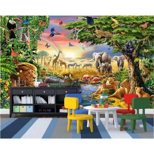 Beibehang Custom cute fashion personality wall paper lion zebra classic children room background papel de parede 3d wallpaper