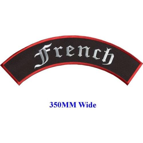 Kinds of fonts FRENCH rocker MC patches motorcycle biker patches embroidered iron on patches for full back jackets clothing
