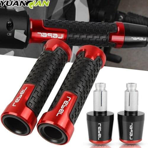Rebel 7/8" 22MM Handle Bar End Grips Cap For HONDA Rebel 250 300 500 2017-2020 Red CNC Billet Aluminum Motorcycle Handlebar Ends