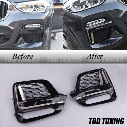 For BMW X3 G01 / X4 G02 Front Fog Light Cover Grille Trim Accessories Look Like MSport Grille Style 2018 2019 2020 X3 X4 G01/02