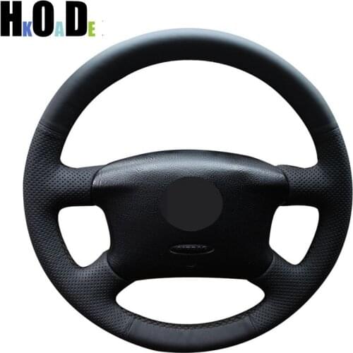 DIY Hand-stitched Black Genuine Leather car steering Wheel Cover for Volkswagen VW passat B5 1996-2005 Golf 4 1998-2004