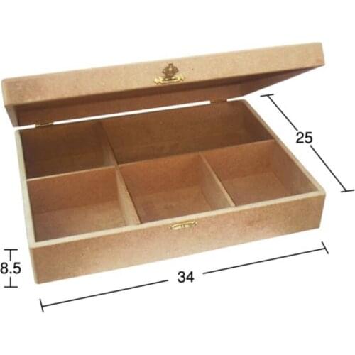 KU241 5 Compartments Sewing Box, Raw Wood Mdf Box