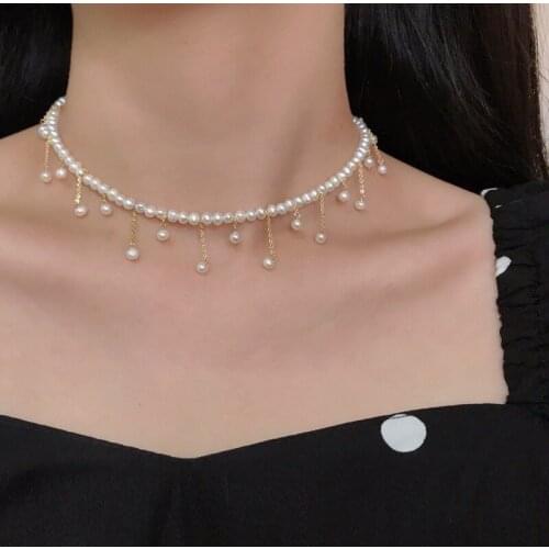 Natural Freshwater Pearl Handmade Retro Vintage Necklace Female Ornament Clavicle Necklace Choker Jewelry Sets for Women Gift