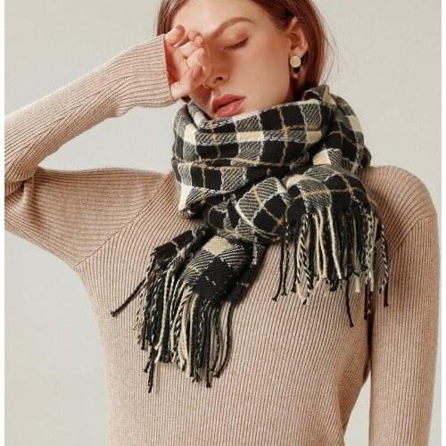2021 Women Weave Plaid Lady Winter Thick Fashion Soft Warm Lady Cashmere Shawl Colorful Striped Scarves Long Tassel Scarf