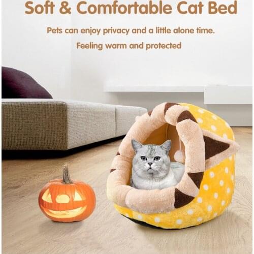 Winter cat litter kennel pet house round cat bed house soft plush cat bed