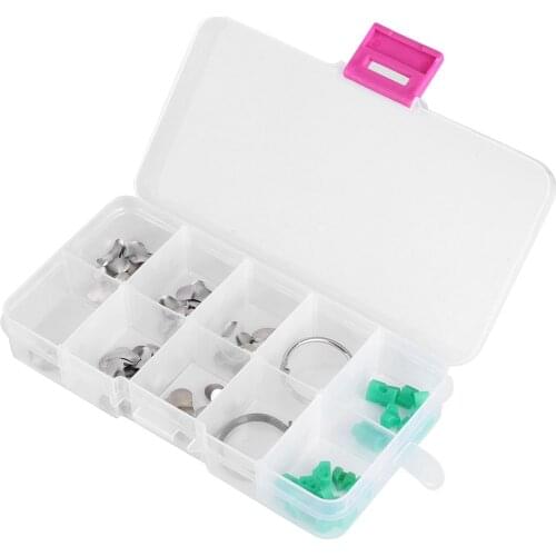 100Pcs/Box Dental Matrices Dental Sectional Contoured Matrices Matrices Ring Wedges Full Kit Plastic Metal Dental Add-On Wedges