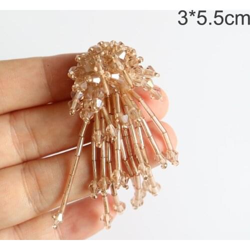 2pc/lot handmade beaded tassel Patches for Clothing sew on rhinestonen rainbow parches Appliques Decoration Badge parche