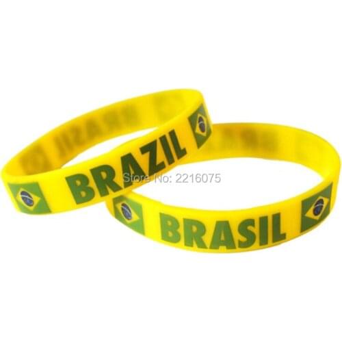 300pcs Flag brazil brasil wristband silicone bracelets free shipping by DHL express