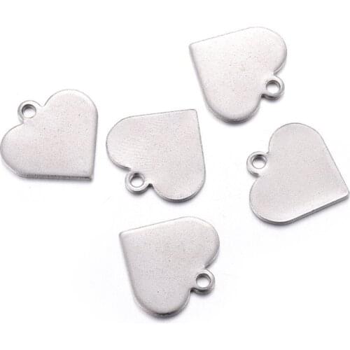 PandaHall 200pc 304 Stainless Steel Metal Heart Blank Stamping Tag Valentine Pendants Jewellery Necklace Bracelet 15.5x16x1mm