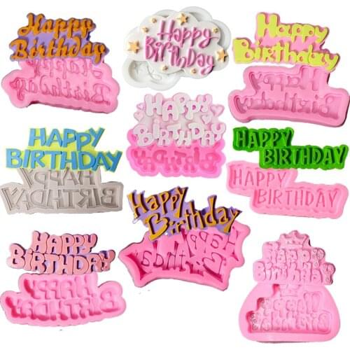 Happy Birthday 3D Silicone Mold Letters Numbers Mold For Ice Jelly Chocolate Mold Birthday Cake Decorating Tool Baking Mould