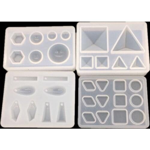 4 Pcs/set UV Silicone Crystal Epoxy Mold with Hole Pendant Small Pyramid Geometry Molds DIY Jewelry Making Mould