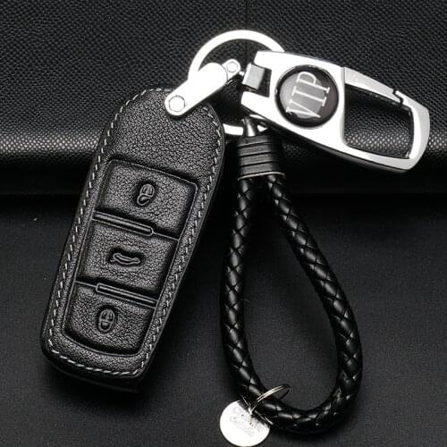 Genuine Leather Car Key Case Cover For Volkswagen VW Golf 4 5 6 7 Mk7 Passat B5 B6 B8 B7 Polo Sharan Beetle Jetta Key ring Case