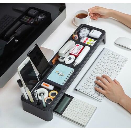 38# Desktop Computer Creative Keyboard Storage Holders Drawer Stationery Pen Books Sundries Shelf Home Office Accessories