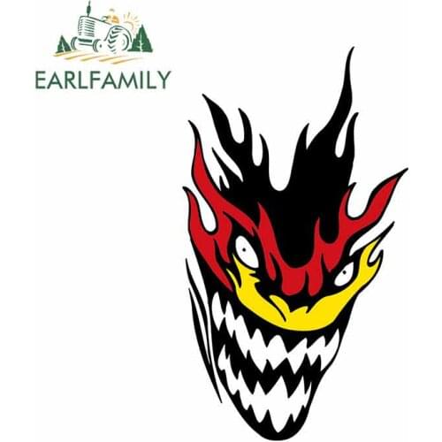 EARLFAMILY 13cm x 7.4cm For Flame Pattern Grimace Motorcycle Car Stickers Fashion Car Decal Bumper Decoration Scratch-Proof