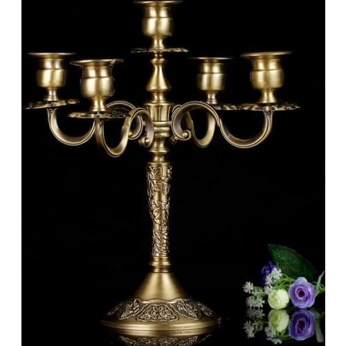 H 36 cm antique carved 5 arm candelabra metal candle holders vintage candle lanterns vintage lanterns vintage home decor ZT020bf