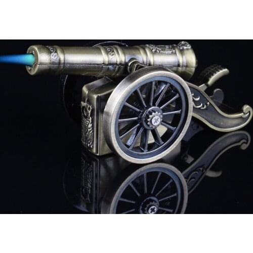 Creative Windproof Metal Lighter Retro Desktop Small Cannon Model Gas Lighter Butane Inflated Cigarette Lighter Home Collection