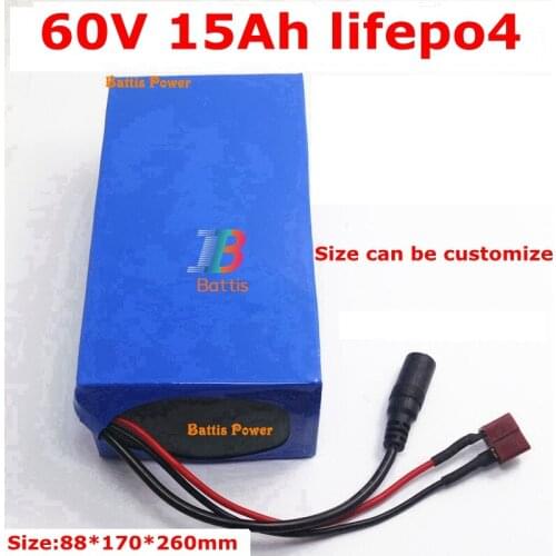 Lithium 60v 15Ah lifepo4 lifepo4 battery deep cycle for 2000w 1000w bike scooter Tricycle motorcycle Go Cart +3A charger