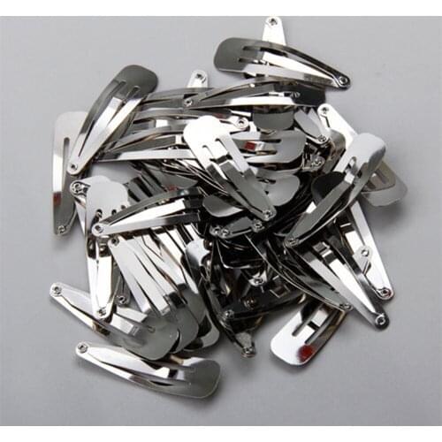 50pcs/lot 4cm Metal Kid Girl Silver Snap Clips DIY Bows Girl Hair Clip Claw Barrette Pin Hair Accessories