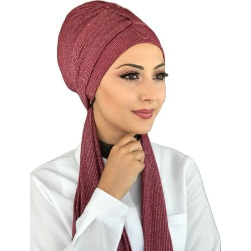 Islamic Fashion Muslim Hijab Lady 2021 Trend Scarf Beanie Ready Shawl Scarf Buckle Hat Burgundy Hijab Bathing Cap