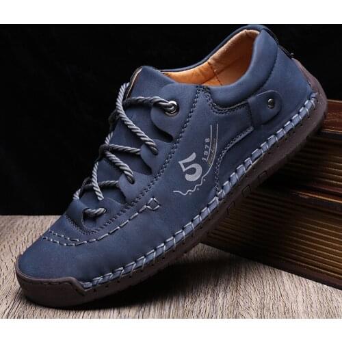 2021 New Men Casual Shoes Handmade Leather Loafers Comfortable Mens Shoes Quality Split Leather Flat Moccasins Men Sneakers