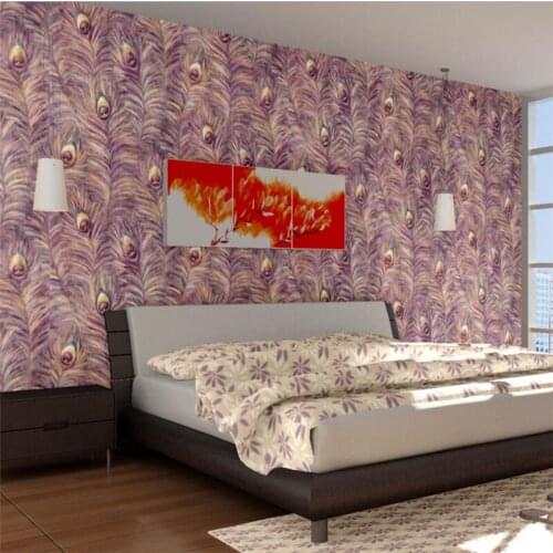 Beibehang Southeast Asian Style European Peacock Feather Wallpaper Bedroom Living Room Theme Hotel TV Background Wall Paper