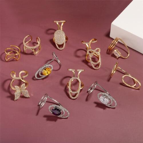 Creative Fingertips Bowknot Shining Crystal Butterfly Hollow Nail Cover Rings for Women Bridal Wedding Fashion Jewelry Anillo