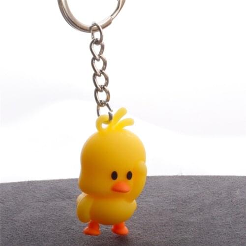 2019 New Llaveros Cute Chaveiro FlaminNet red gymnastics small yellow duck pendant PVC soft rubber doll key chain wholesale
