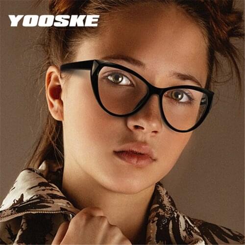 YOOSKE Anti Blue Light Cat Eye Glasses Frames for Women Retro TR90 Optical Frame Transparent Computer Eyeglasses