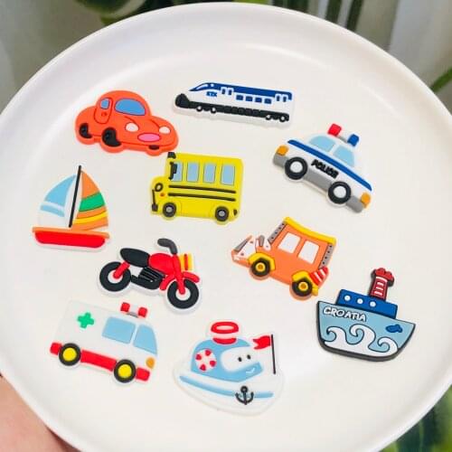 Wholesale 50PCS Mix Cars Sailboat PVC Craft Flat Back Jewelry DIY Clothes Shoes Charms Embellishment Scrapbook