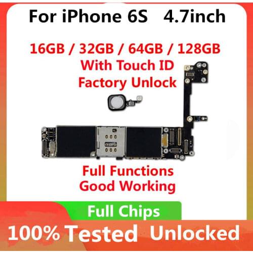 Original Unlock Motherboard for IPhone 6 / 6 Plus / 6s / 6s Plus Without Touch Id Logic Board Full Chips IOS Syst 5S Logicboard