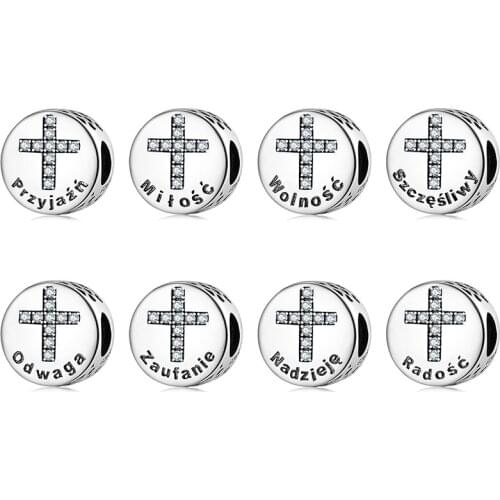 Hot Sale Good Morality Bible Seven Virtues Dazzling Clear CZ Bead Fit Original European Charm Bracelets Bangles Jewelry Making