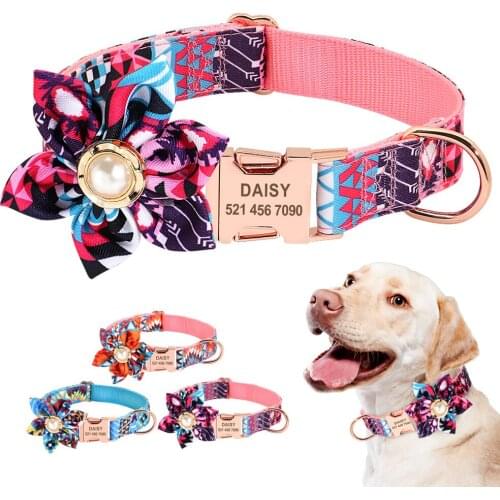 Personalized Dog Collar Engraved Name Custom Nylon Pet Dog Tag Adjustable Collar Custom Puppy Pitbull Cat Nameplate ID Collars