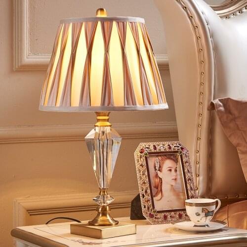 XIRIGHT American Style Modern Crystal Table Lamp For Bedroom Bedside Lamp Wedding Model Room Villa Decorative Table Lamp