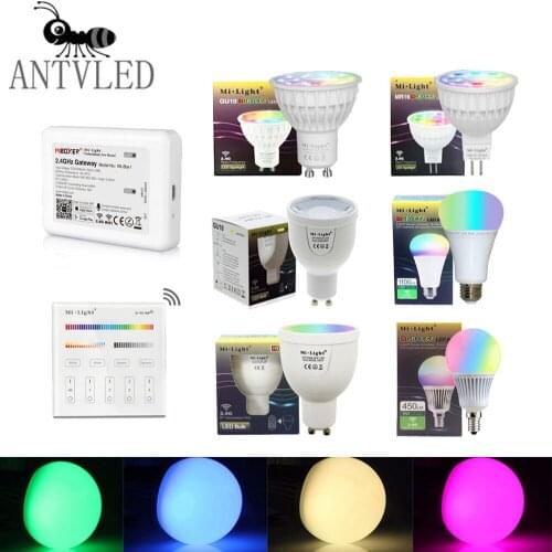 MiBoxer(Milight) 2.4G Led Lights MR16 GU10 E27 Led Lamp Smart Wireless Dimmable 4W 6W 9W 12W RGB+CCT Led RGB Bulb Decor Home