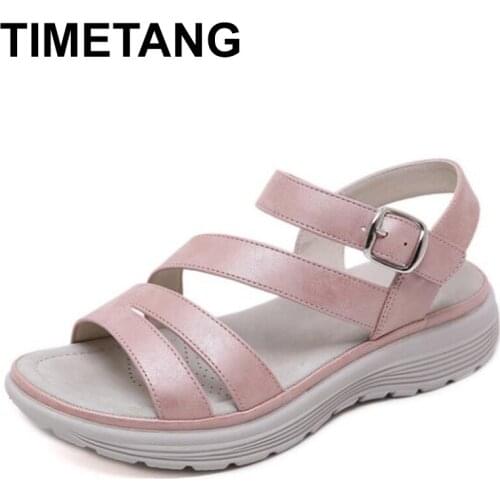 TIMETANG New Women Shoes Comfortable Sandals Ladies Slip-on Wedge Sandals Sports Beach Walking Shoes Summer Fashionable Leisure