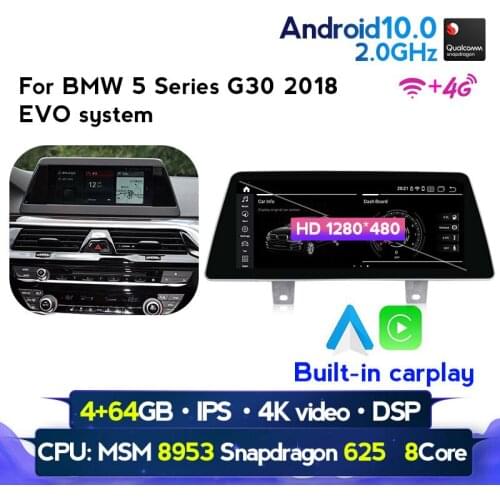 Eight core MSM8953 2021 4G LTE Android 10 Car Multimedia Player Carplay Auto GPS DSP For BMW 5 Series G30 G31 G38 EVO system