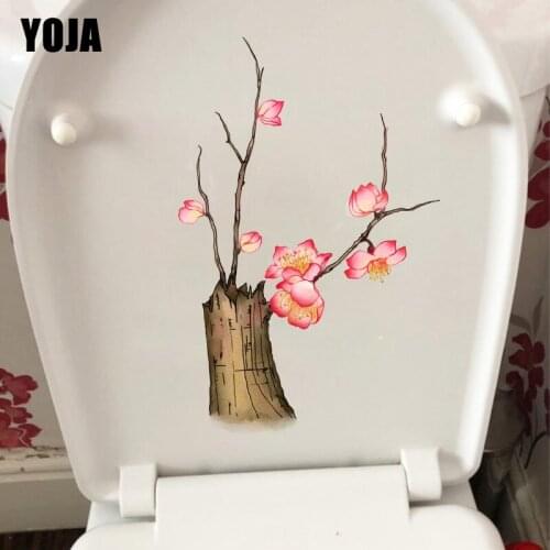 YOJA 14.9X22CM Watercolor Plant Red Plum Lovely Plant Home Wall Sticker Home Toilet Decor T1-1280