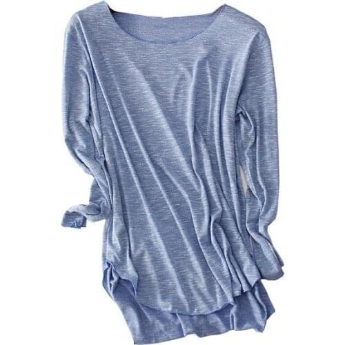 Cotton tee shirt femme 2018 long sleeve t shirt women tops fashion work blusa loose basic t-shirt camiseta mujer ZY048