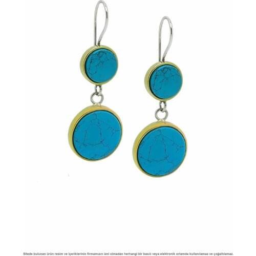 Silver Round Turquoise Stone Women Earrings