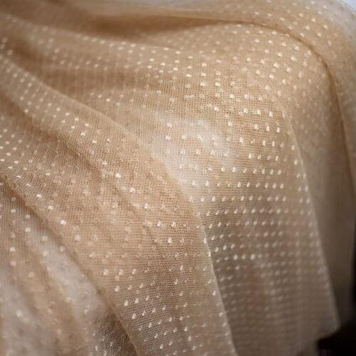 0.5Meter Skin Nude Jaquard Dot Stretchy Mesh Lace Fabric For Girls' Tulle Dress Wedding Garment Sewing Decorative Net Fabric
