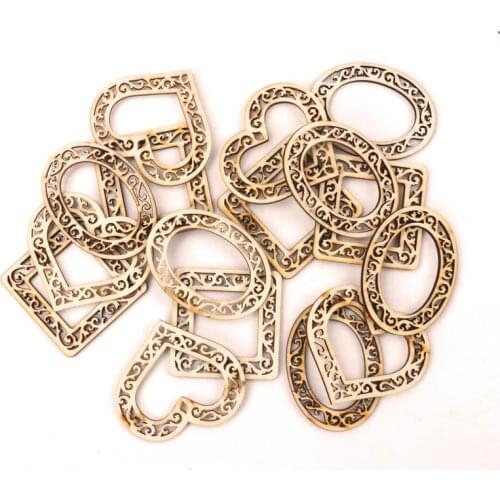 Handmade Wooden Crafts Home Decoration Accessory Scrapbooks Painting DIY Natural Lace Photo Frame Ornaments 50-60mm 10pcs MZ327