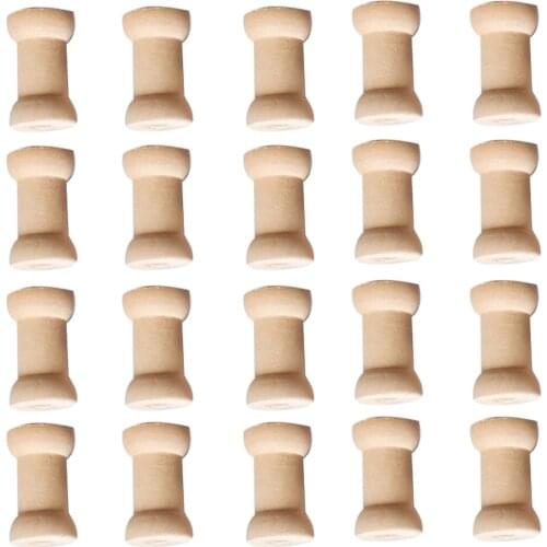 20pcs Retro Wooden Bobbins Wood Hand Crafts Thread Spool Sewing Craft Tool