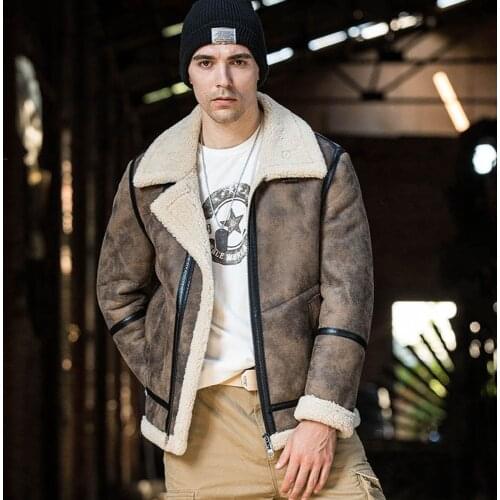 2020 New Jungle Brown Fashion Men Casual Business Real Sheepskin Fur Coat Winter Warm Natural Genuine Leather Male Fur Clothing