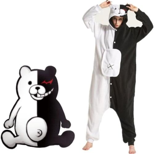2021 Bunny Hat Beanie Anime Danganronpa Monokuma Cosplay Costume Plush Scarf Gloves Pajama Sleepwear for Women/Child/Girl