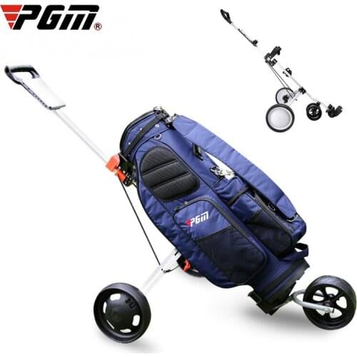 3 Wheel Golf Push Cart, Foldable Lightweight Golf Trolley with Adjustable Handle, Foot Brake