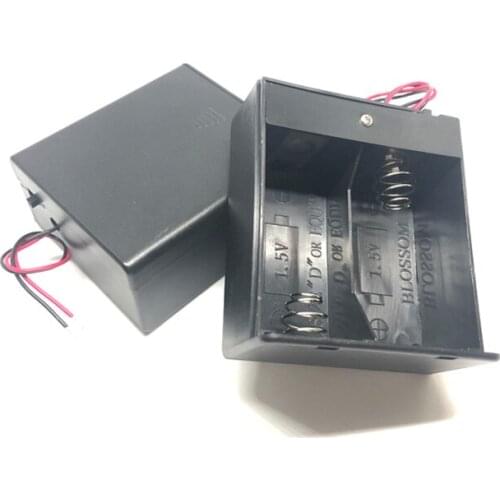 300pcs/lot MasterFire 2 x 1.5V D Size Batteries Holder Storage Box 3V DC DIY Wire Leaded Battery Case Cover 2 Slots with Switch