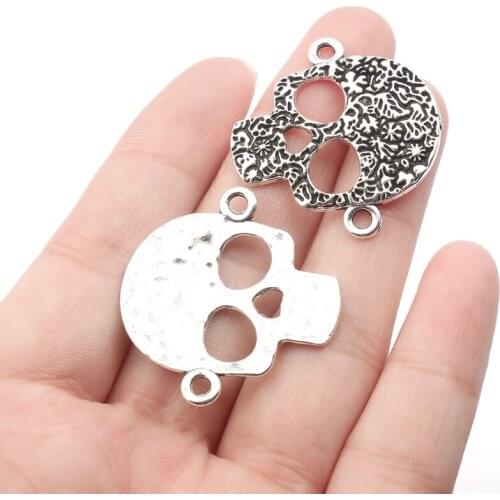 5pcs/lot Skull Skeleton Pendant For Men Male Punk Hip Hop Rock Street Style Jewelry Necklace DIY Handcraft Making 33*30.5mm