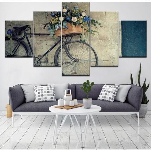 Retro Bicycle Belgrade Hostel 5 Piece Wallpapers Art Canvas Print modern Poster Modular art painting for Living Room Home Decor
